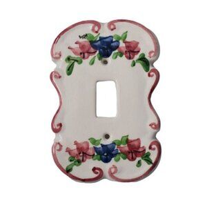Vintage Pottery by Levine Switch Wall Plate Scrolled Edges Flowers Single Toggle